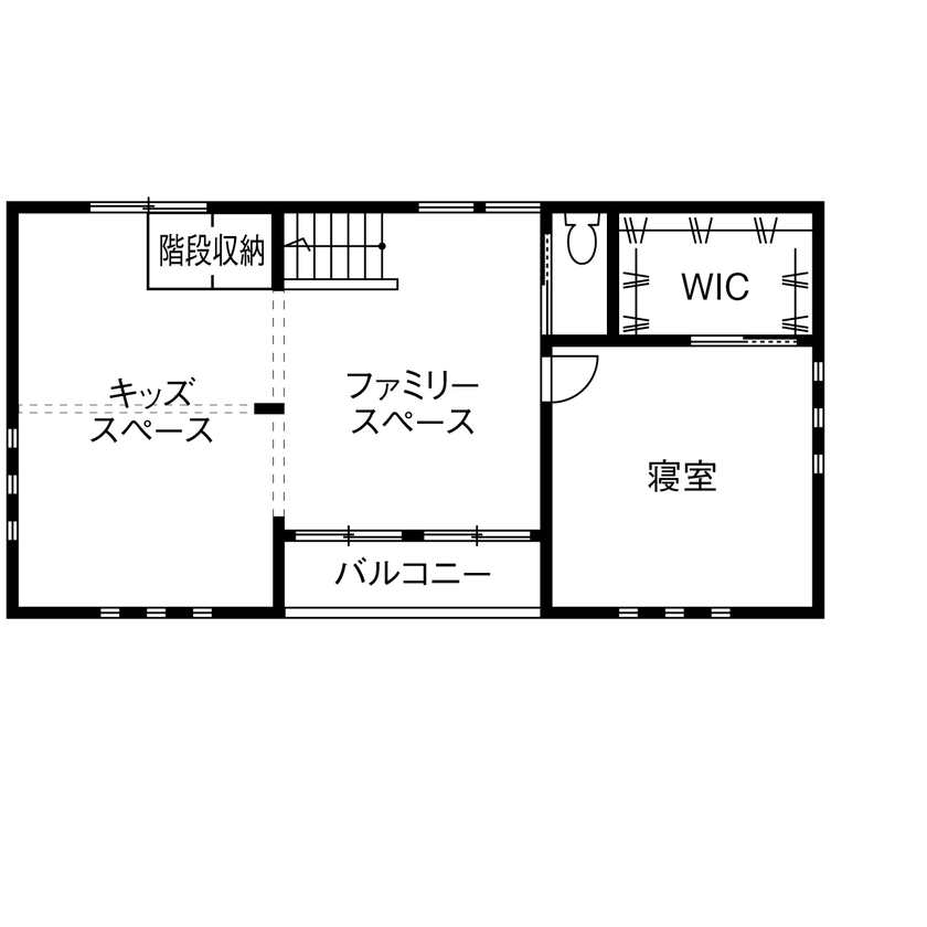 イシンホーム三郷　松井産業 【1000万円台/家事ラク動線/ZEH仕様/ロフトと書斎】毎日が楽しい！遊び心が満載の家づくりの間取り図（3LDK）2階