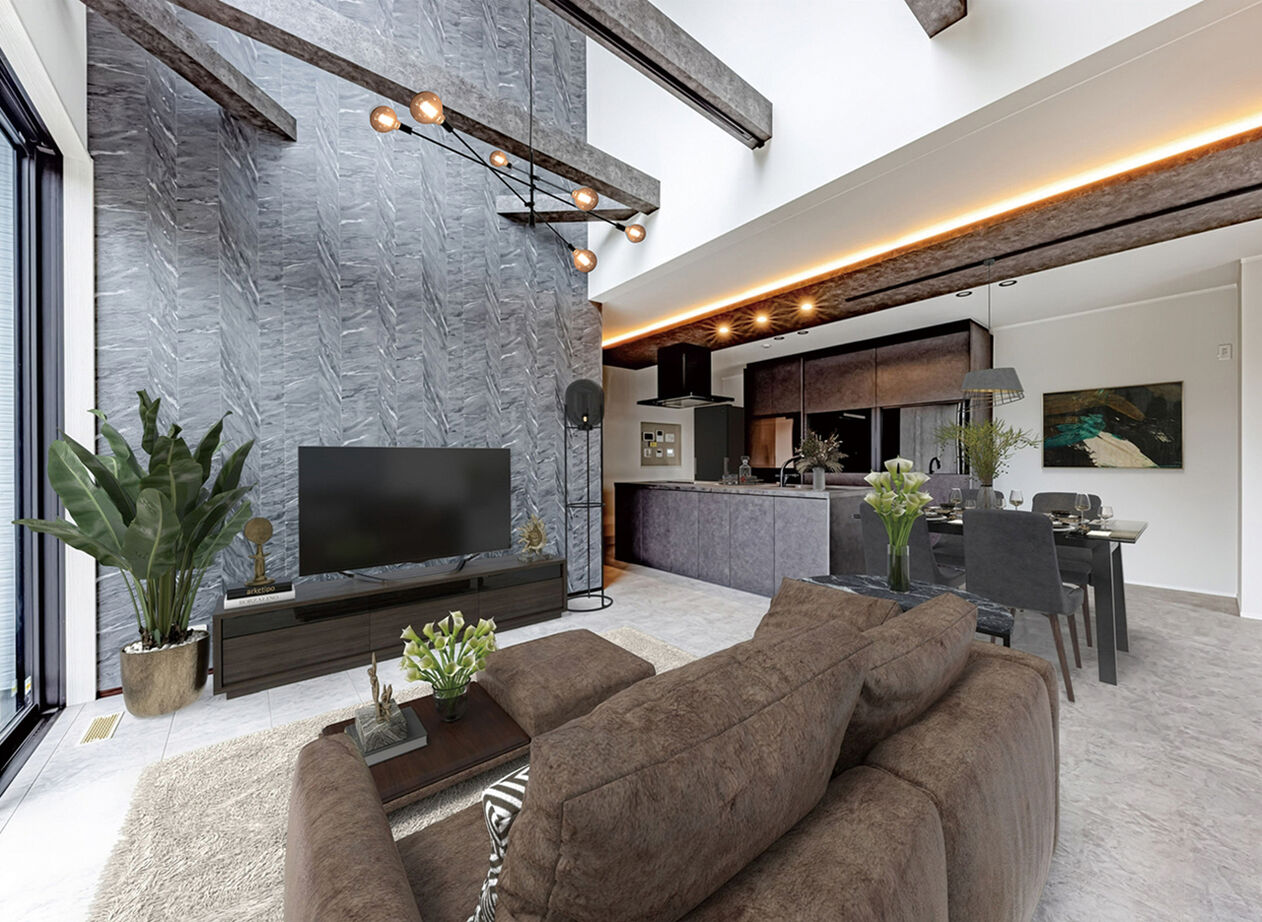 イシンホーム三郷　松井産業 【2000万円台／ガレージハウス／吹き抜け】モダンデザインと、大空間を楽しむ暮らしの建築実例画像2