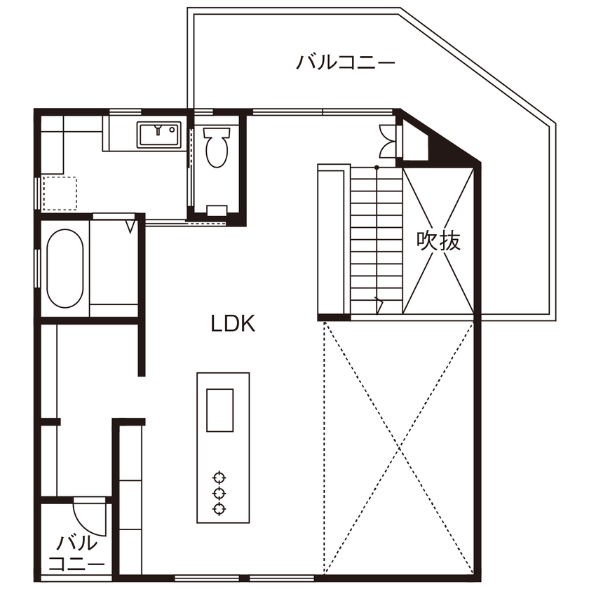 新栄建設　パナソニックビルダーズグループ 【2000万円台/約35坪/２階リビング/間取り図有】明るくて開放的な大空間。夏涼しく冬あったか！の間取り図（3LDK）2階