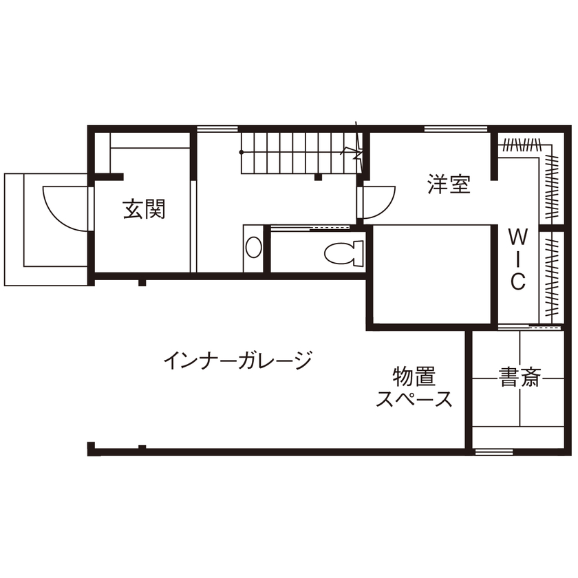 新栄建設　パナソニックビルダーズグループ 【2000万円台/39坪/２階リビング/間取り図有】ビルトインガレージのある3階建ての家の間取り図（3LDK）1階
