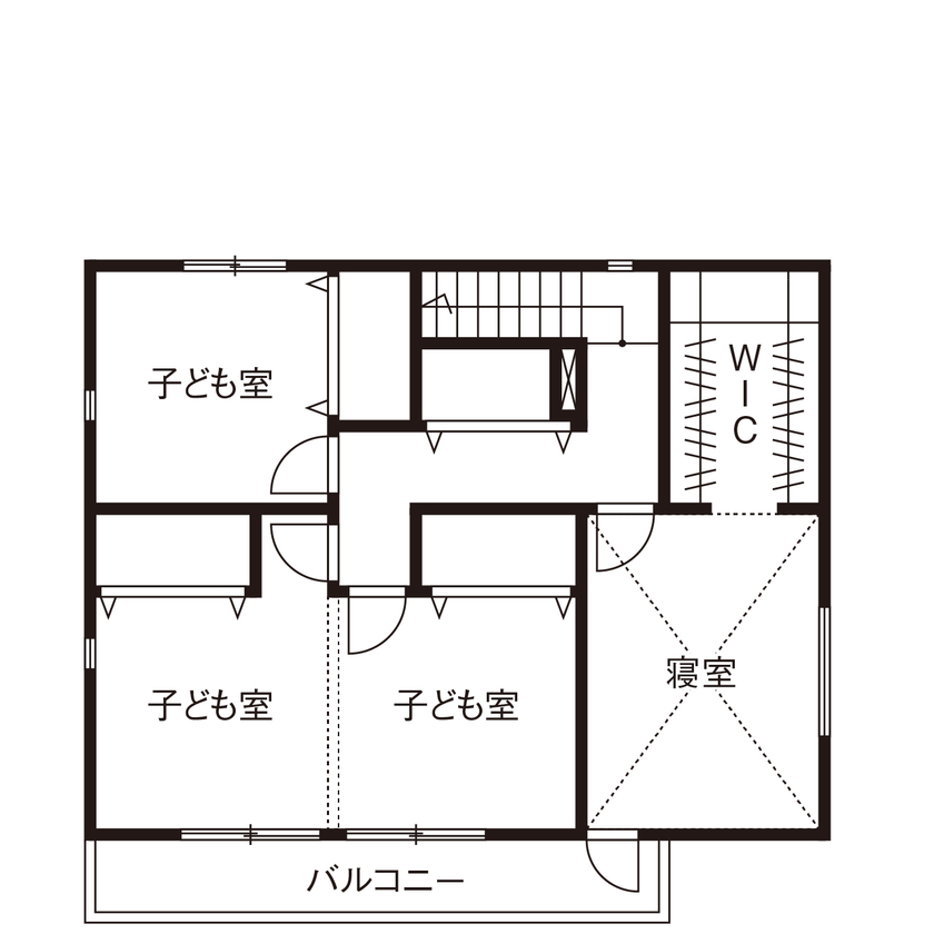 新栄建設　パナソニックビルダーズグループ 【2000万円台/3１坪/大きな本棚/間取り図有】図書館のあるZEHの家の間取り図（3LDK）2階