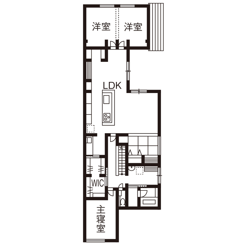 新栄建設　パナソニックビルダーズグループ 【4000万円台/約58坪/シアタールーム/間取図有】玄関も別々！完全独立型二世帯住宅の間取り図（3LDK＋3LDK）2階