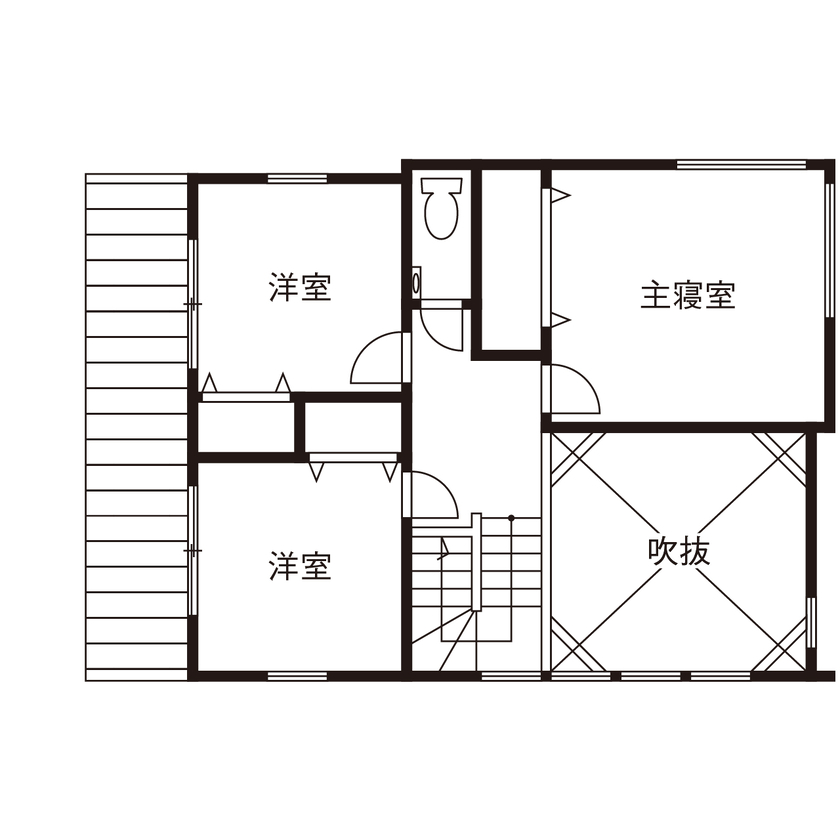新栄建設　パナソニックビルダーズグループ 【2000万円台/約30坪/変形地/秘密基地/間取図有】吹抜けのある上質なラグジュアリー空間の間取り図（3LDK）2階