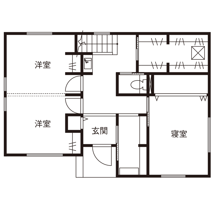 新栄建設　パナソニックビルダーズグループ 【2000万円台/33.4坪/間取り図有】２階LDKは勾配天井で広々。目線が広がるホテルライクな家の間取り図（3LDK）1階