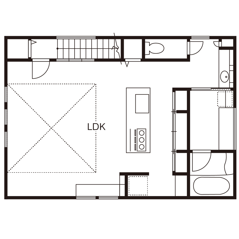 新栄建設　パナソニックビルダーズグループ 【2000万円台/33.4坪/間取り図有】２階LDKは勾配天井で広々。目線が広がるホテルライクな家の間取り図（3LDK）2階