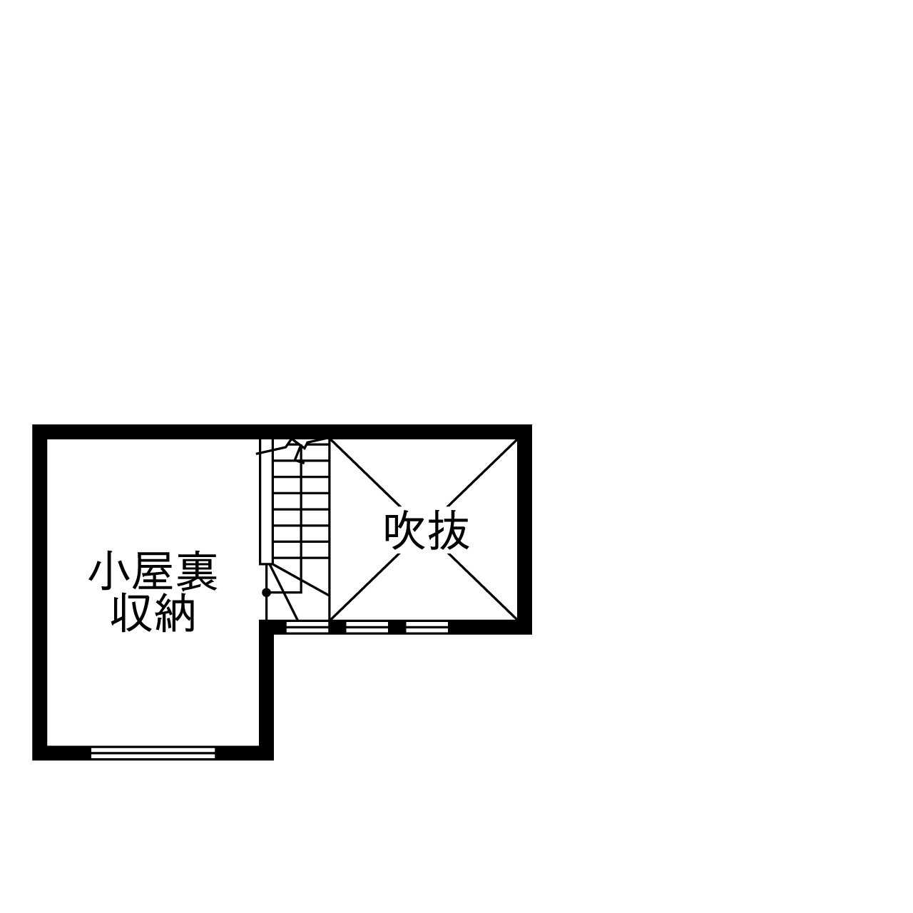 角屋ハウジング 【自由設計/2300万円/37坪/間取り】吹き抜けの開放感が心地よい 将来の二世帯を見据えたナチュラルハウスの間取り図（4LDK+S）小屋裏