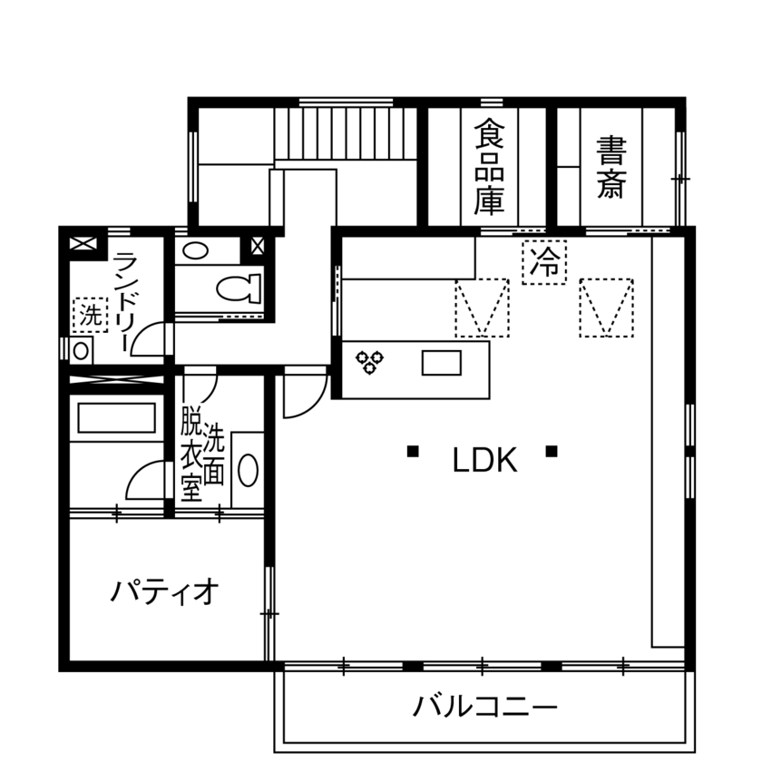 角屋ハウジング 【2階建て/3000万円台/土間/パティオ/屋上/吹抜け/間取図】四季折々の自然が楽しめるホテルライクな住まいの間取り図（4LDK+S）2階