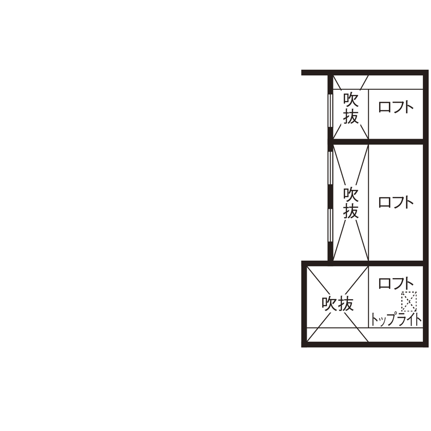 カメヤグローバル 【大阪府/2000万円台/約37坪/岸和田市】光熱費を抑えて暖かく。庭やデッキでアウトドアも楽しむ平屋暮らしの間取り図（3LDK+WIC+SIC+LOFT）ロフト