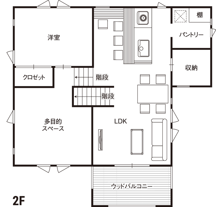 日興ホーム 【2,000万円台/自分らしく暮らす/119.24m2/間取り図有】日常から離れた遊び心で、自分たちだけの家が完成の間取り図（4LDK）2階