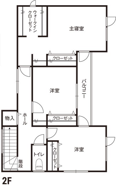 日興ホーム 【2,000万円台/中庭デッキ/148.24m2/間取り図有】リビングと中庭が一体化し開放感に満ちた家の間取り図（3LDK）2階