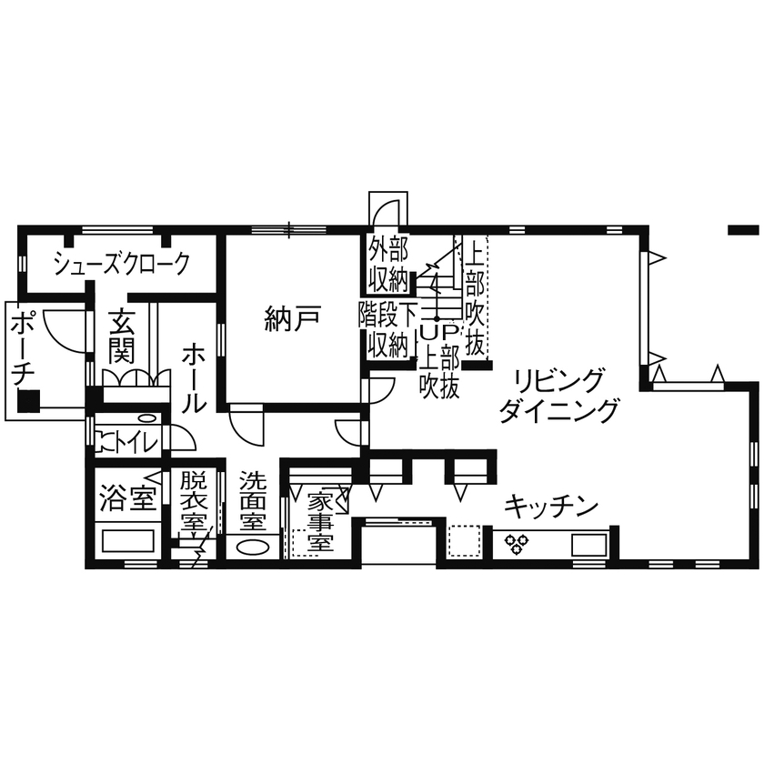 日興ホーム 【3000万円台/こだわりの欧風住宅/179.67平米/間取り図有】家族の「好き」を集めたヨーロッパ風高機能住宅の間取り図（4LDK）1階