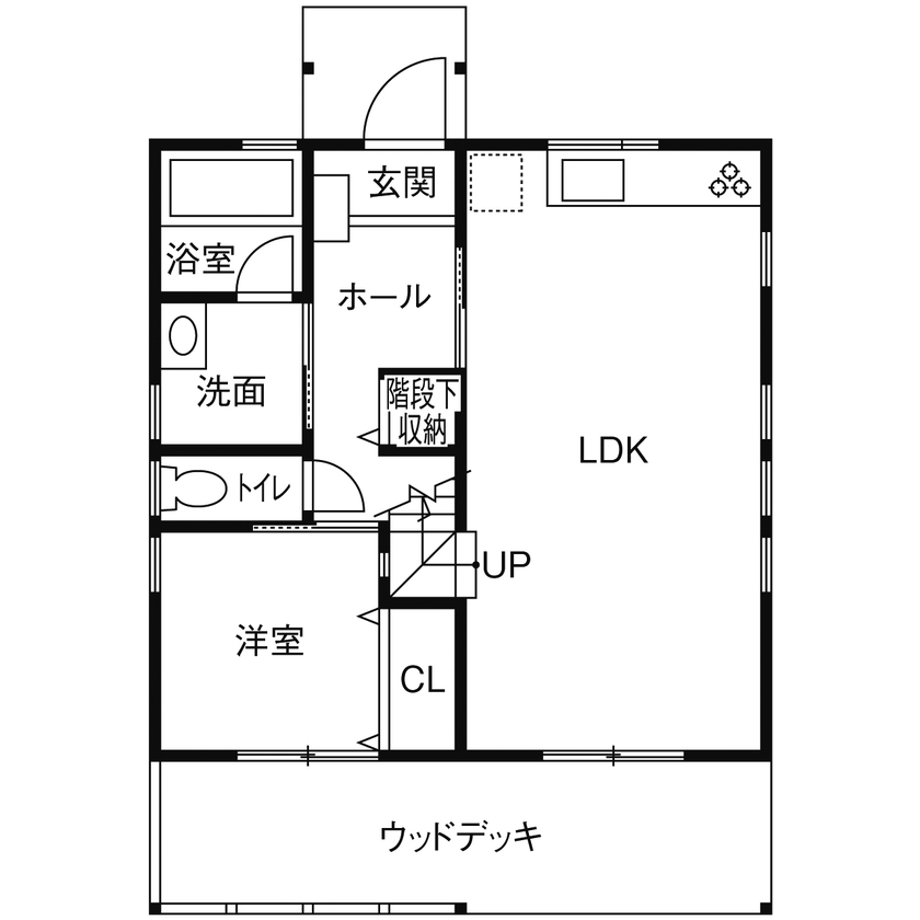 日興ホーム 【2000万円台/お気に入りの家具/96.05平米/間取り図有】1・2階をつなぐ吹抜けで面積以上の開放感！の間取り図（3LDK）1階