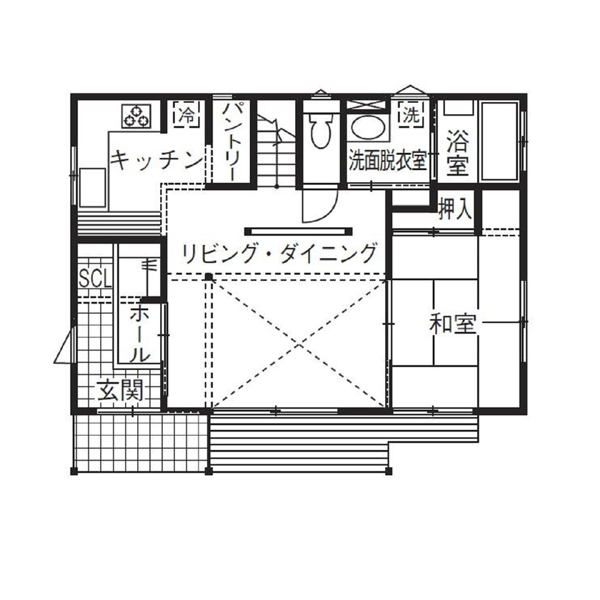 大和屋 【2000万円台/32坪/２SLDK】陽光に包まれて読書を楽しむ住まいの間取り図（2LDK+S）1階