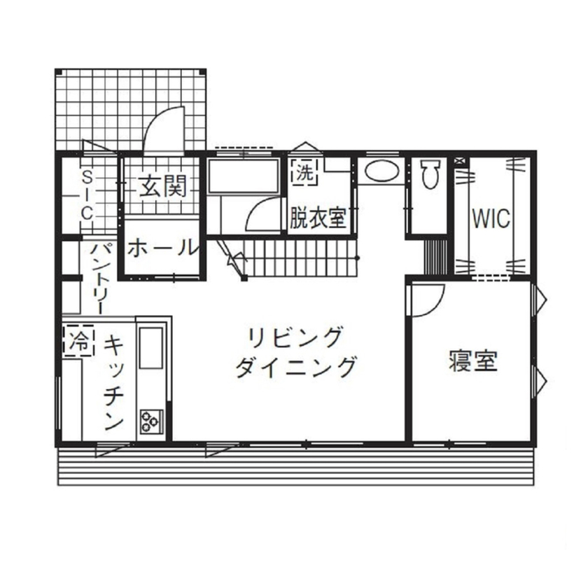 大和屋 【2000万円台/29坪/3LDK】カラードアが無垢材に馴染む。小上がりダイニングで寛ぐ家の間取り図（3LDK）1階