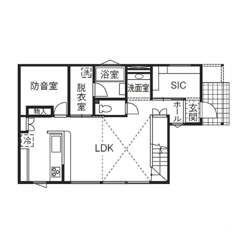 大和屋 【30坪/2LDK＋フリースペース】家族の想いに寄り添う家づくり遊びゴコロのある無垢材の家の間取り図（2LDK＋フリースペース）1階