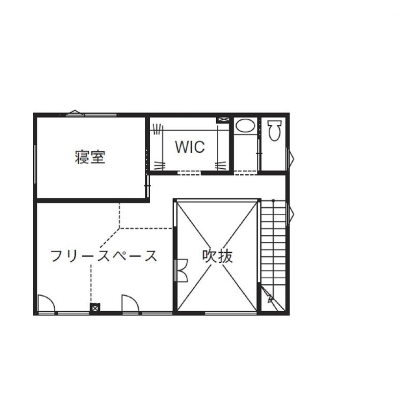大和屋 【30坪/2LDK＋フリースペース】家族の想いに寄り添う家づくり遊びゴコロのある無垢材の家の間取り図（2LDK＋フリースペース）2階