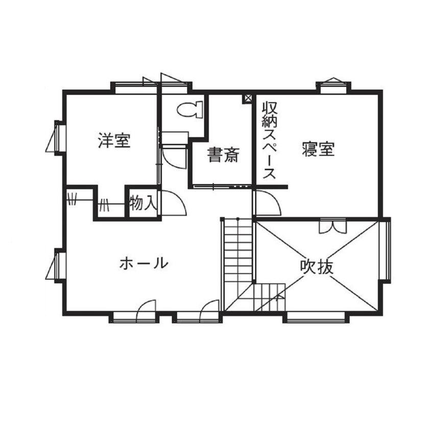 大和屋 【2000万円台/32.3坪/2LDK+書斎】性能と素材にこだわった自然と暮らすパッシブハウスの間取り図（2LDK＋書斎）2階