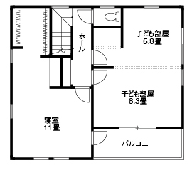 i leaf labo （アイリーフラボ） 【京都府京田辺市/2000万円台/30坪/3LDK/間取り有】北欧ナチュラルでおしゃれな雑貨アーティストの2階建ての間取り図（3LDK）２階
