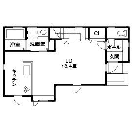 i leaf labo （アイリーフラボ） 【京都府/2000万円台/28坪/3LDK】狭小地で2000万円台で実現したナチュラルカッコいいお家（間取り図有）の間取り図（3LDK）1階