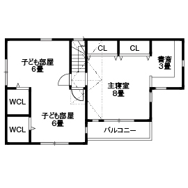 i leaf labo （アイリーフラボ） 【京都府/2000万円台/28坪/3LDK】狭小地で2000万円台で実現したナチュラルカッコいいお家（間取り図有）の間取り図（3LDK）２階