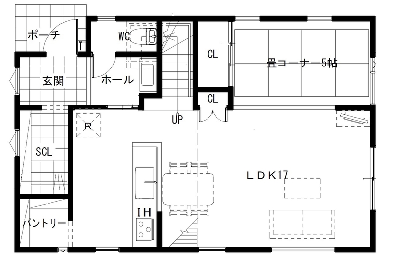 i leaf labo （アイリーフラボ） 【京都府向日市/2000万円台/北欧風/狭小/車2台/4LDK/間取り】収納充実！家事ラク＆お家カフェのような空間の間取り図（4LDK）1階
