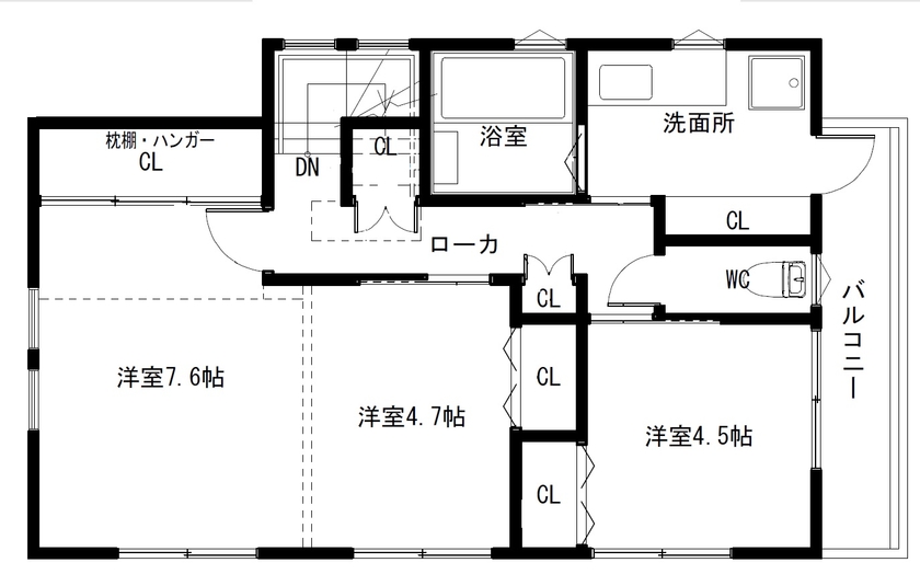 i leaf labo （アイリーフラボ） 【京都府向日市/2000万円台/北欧風/狭小/車2台/4LDK/間取り】収納充実！家事ラク＆お家カフェのような空間の間取り図（4LDK）2階
