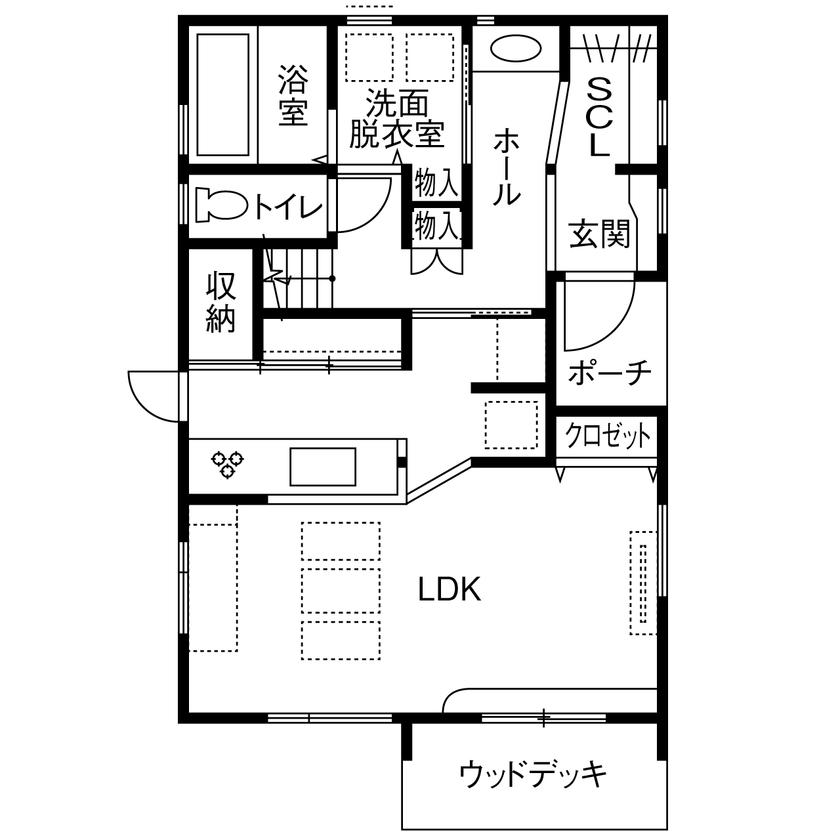 i leaf labo （アイリーフラボ） 【京都市/北欧風/2000万円台/狭小/4LDK /間取り有】ナチュラルカフェ風な家｜女性建築士で家事楽間取りの間取り図（4LDK）1階