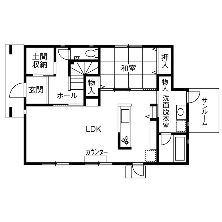 ハウスワン 【志摩市×20代×1000万円台】「価格も品質も、等身大住戸で確認できる実例見学会が決め手になりました！」の間取り図（4LDK）1階
