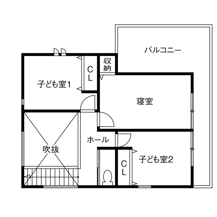 ハウスワン 【伊勢市×20代×1000万円台×吹き抜け】「若いうちにマイホームを」と23歳で建てた自由設計の家の間取り図（3LDK）2階