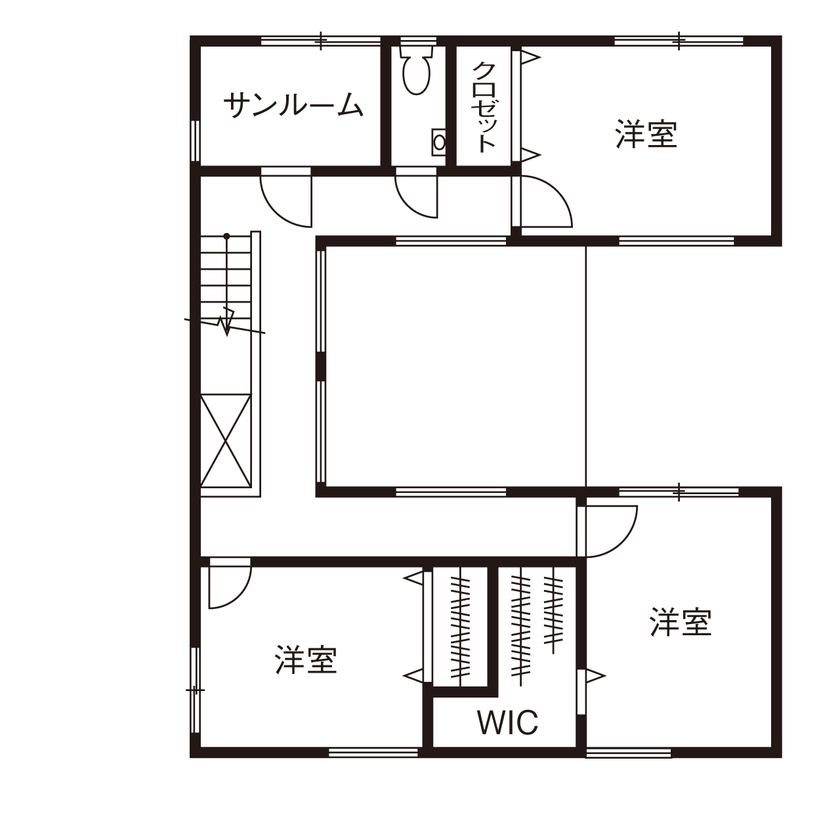家とも 【1650万円／間取図有／広々リビング／すっきり配線＆動線】憧れの北欧キッチン＆設備もローコストで実現の間取り図（4LDK）2階