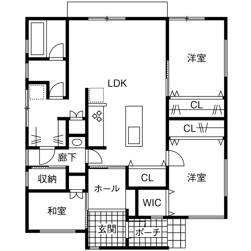 家とも 【間取図有／平屋／IKEA二列型キッチン＆照明】高性能断熱材でランニングコストを抑え、夏冬快適な家の間取り図（3LDK）1階