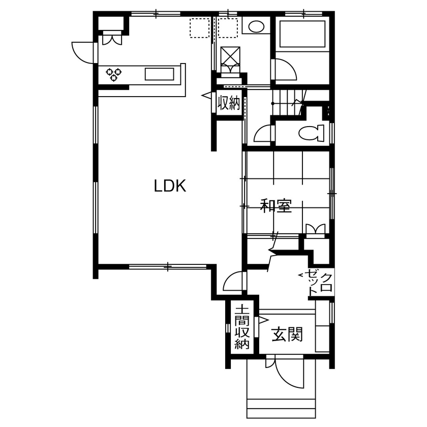 ジャストホーム（越谷・草加） 【1000万円台/30坪台/間取り/埼玉】生活導線にこだわった間取りで家事ラク。広々LDKに家族が集まる住まいの間取り図（4LDK）1階