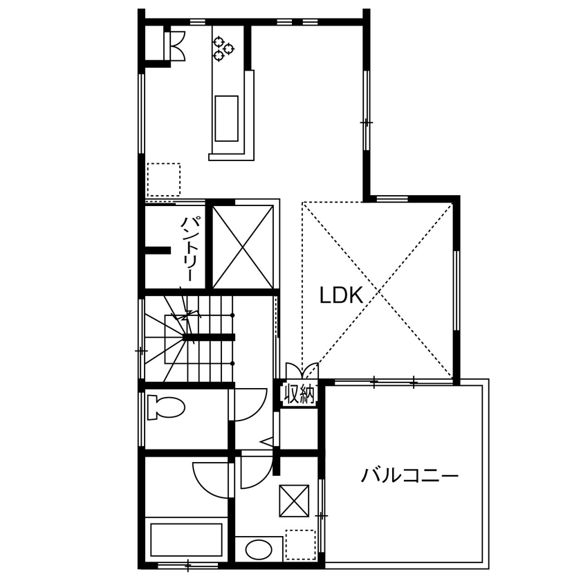 ジャストホーム（越谷・草加） 【約2000万円/30坪台/間取り/埼玉/草加】吹き抜け+明るいダイニングで開放感抜群 リゾート気分を味わえる家の間取り図（3LDK）2階