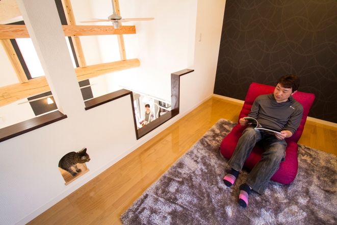 昭和住宅 【2975万円】丸太梁は、愛猫のお気に入り。キャットウォークが縦に広がる開放的な平屋の建築実例画像7