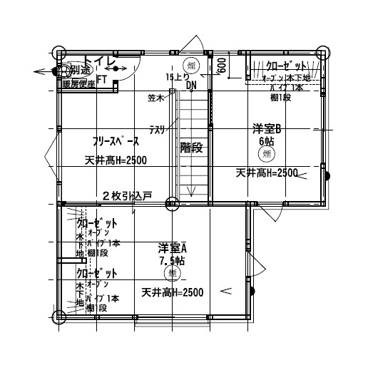 昭和住宅 【北九州市/2136万円/間取図有】コンパクトながらも広く感じさせる工夫が随所に…インテリアもこだわり◎の間取り図（2LDK＋フリースペース）２階
