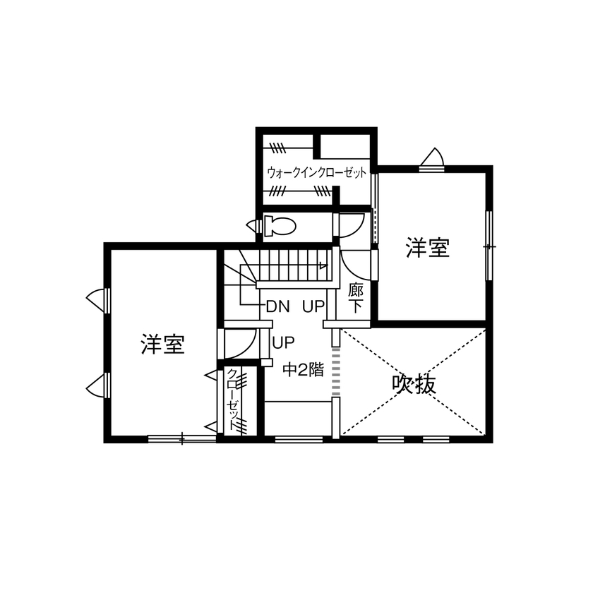 昭和住宅 【2904万円/北九州市/間取図あり/中2階】憧れのガレージ＆家事ラク動線＆自然素材で快適満足なくらしを実現の間取り図（3LDK）２階