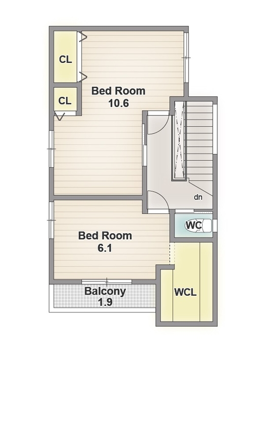 アーバンプランニング 【大阪府/2000万円台/間取り】住みたい街で土地とセットで注文住宅。間取りに工夫満載の狭小地3階建ての家の間取り図（4LDK）３階