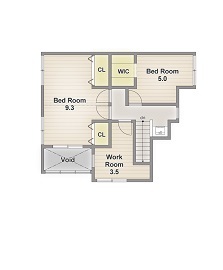 アーバンプランニング 【大阪府/2000万円台/狭小/間取り】3階建ての空間を最大限活用！みんなが気兼ねなく過ごせる二世帯住宅にの間取り図（5LDK+書斎）３階