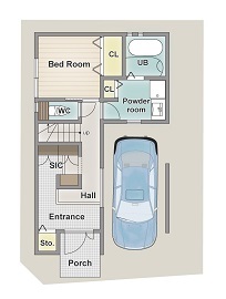 アーバンプランニング 【大阪府/2000万円台/狭小/間取り】決め手は沢山のおしゃれな実例!フレキシブルな空間設計で叶えた満足の家の間取り図（4LDK）１階