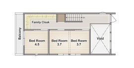 アーバンプランニング 【大阪府/1000万円台/間取り】狭小住宅で叶えた！理想のビルトインガレージ＋音楽の趣味を存分に楽しめる家の間取り図（3LDK+音楽スタジオ）3階