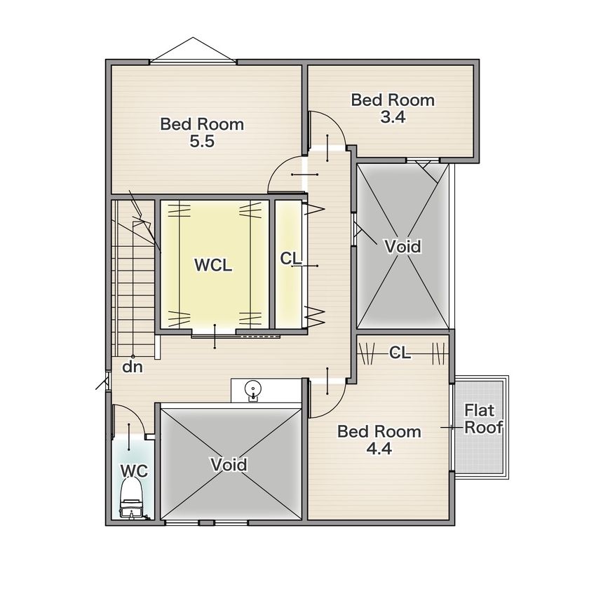 アーバンプランニング 【北摂｜インナーガレージ｜間取り図あり】便利な立地×ワイドスパンの駐車場×カーテンレスの快適ライフの間取り図（4LDK＋２WCL）３階