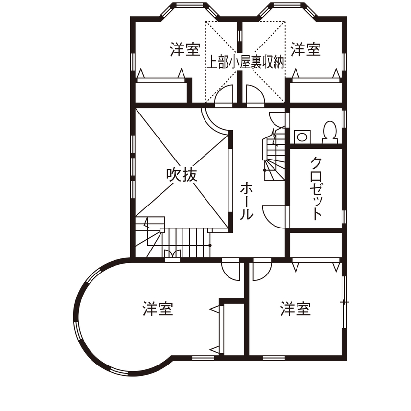 アートクラフト 【4000万円～／埼玉県】住まいの内外に夢が広がる北欧スタイルの愛らしハウスの間取り図（4LDK）2階