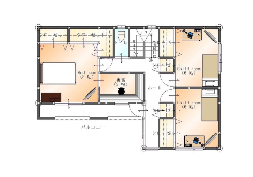 SAMATA 【2635万円/51.5坪/間取り図あり】インナーガレージと書庫のある、暮らしも趣味も楽しむ家の間取り図（3LDK+書庫）2階