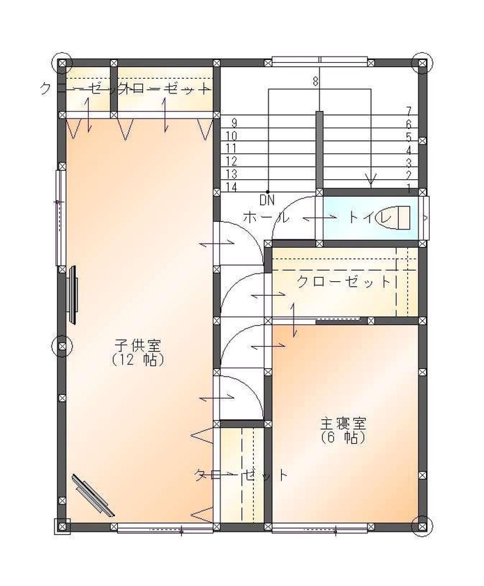 SAMATA 【4000万円/52.3坪/間取り図あり】洗練された外観に遊び心満載のガレージハウスの間取り図（3LDK）2階