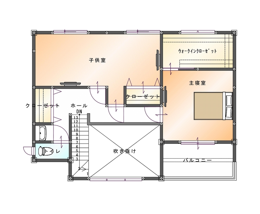 SAMATA 遊び心満載！隠し扉とバーカウンターのあるお家 の間取り図（4LDK）2階