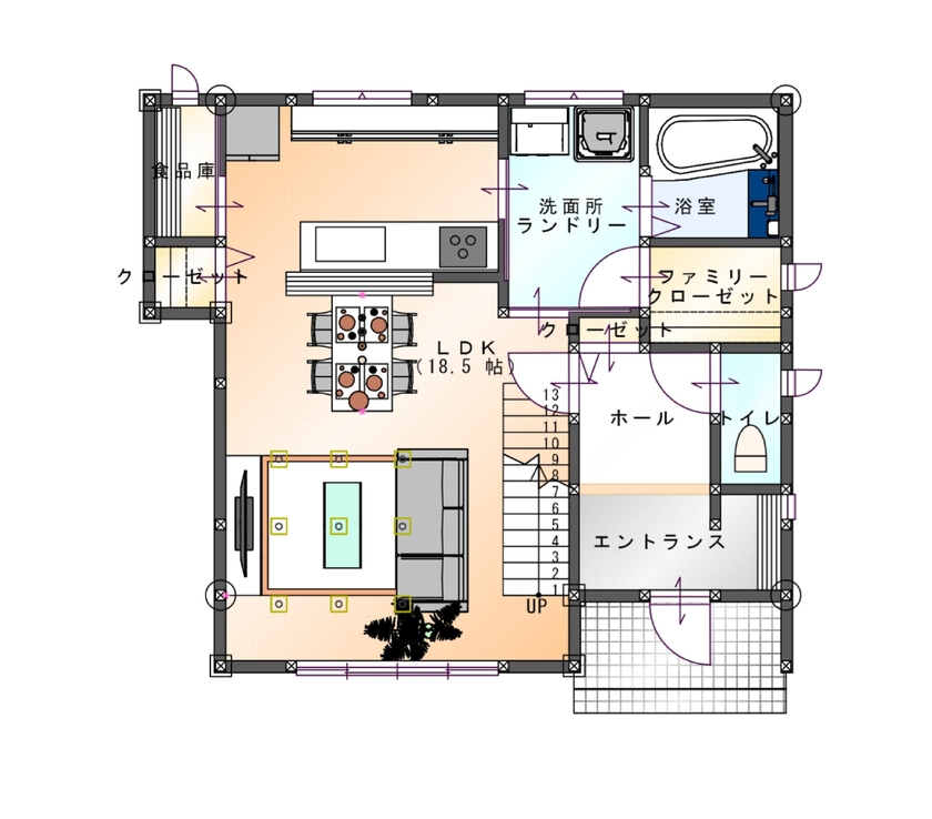 SAMATA 【2473万円/30坪/間取り図あり】夫婦別CLや照明・インテリアなど、こだわりの空間づくりの間取り図（3LDK）１階