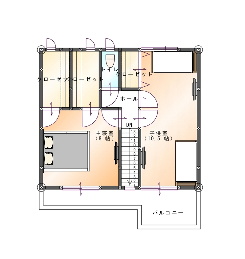SAMATA 【2473万円/30坪/間取り図あり】夫婦別CLや照明・インテリアなど、こだわりの空間づくりの間取り図（3LDK）２階