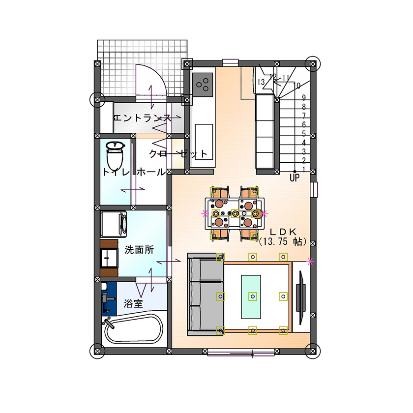SAMATA 【1830万円/23.41坪/間取り図あり】贅沢、シンプルでありながら心地よい3LDKの間取り図（3LDK）1階