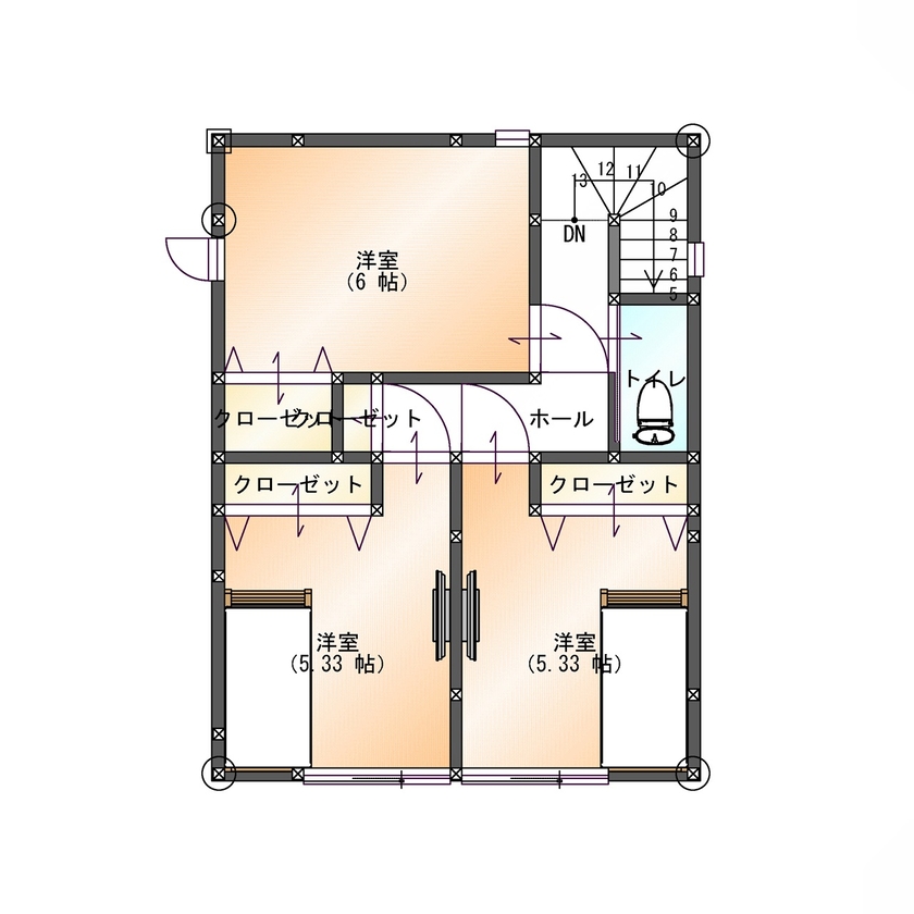SAMATA 【1830万円/23.41坪/間取り図あり】贅沢、シンプルでありながら心地よい3LDKの間取り図（3LDK）2階