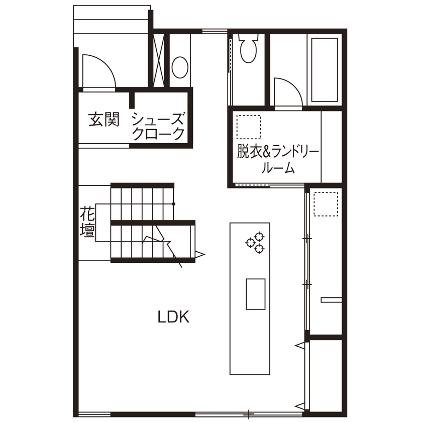 リグスタイルカンパニー 【30坪未満｜2000万円台｜間取り有】性能とデザインの両立が決め手。ちょうどいいサイズで暮らしやすくの間取り図（3LDK）１階